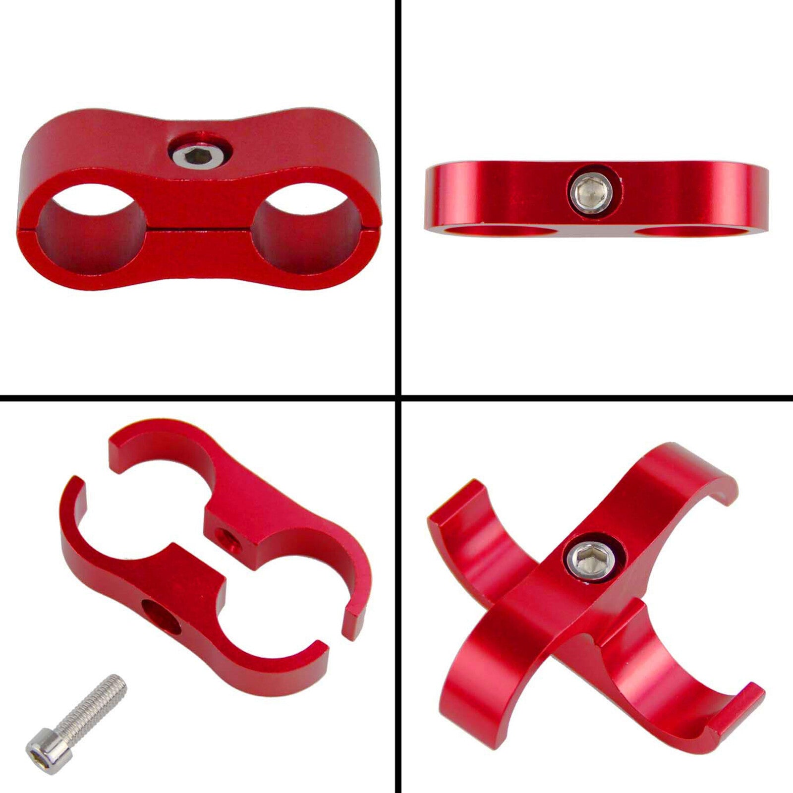 4Pcs 10AN Hose Separator Mounting Clamp Connector for Fuel Line Fitting Adapter
