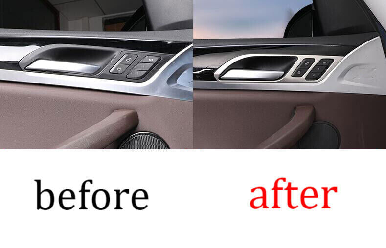 Matt Silver Steel Inner Door Handle Molding Cover Trim 4P for BMW X3 G01 2018-21