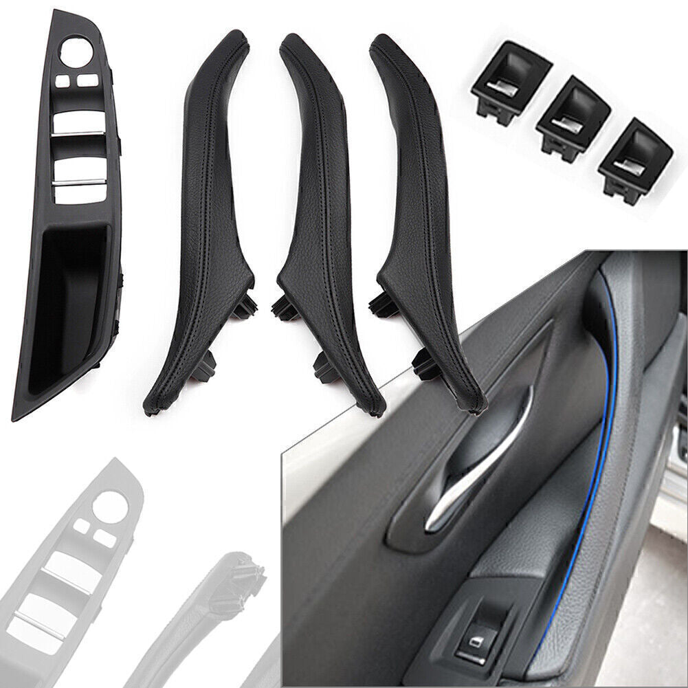 7pcs Door Trim Pull Handle Real Leather For 2010-17 for BMW 5 series F10 F11 F18 LHD