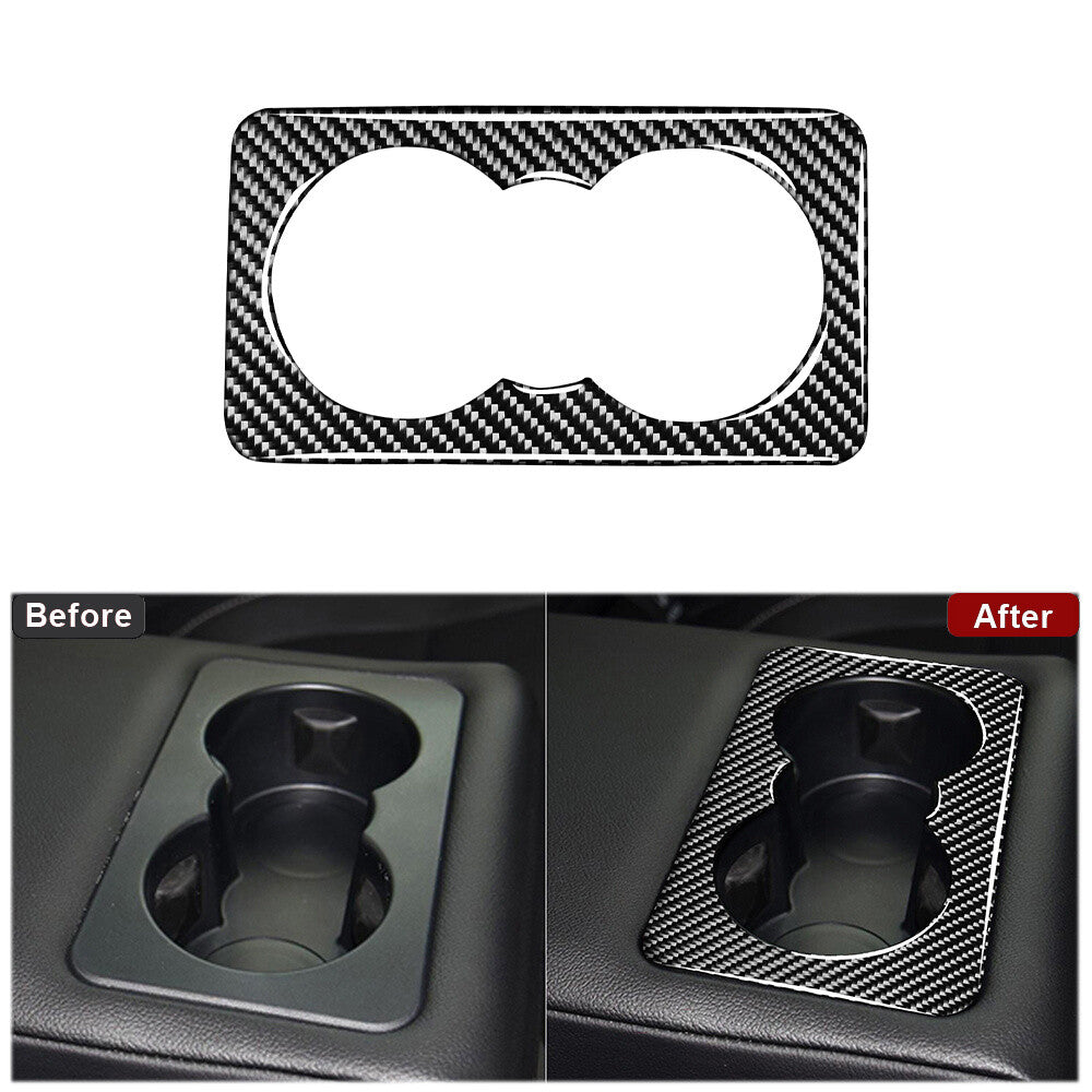 Carbon Fiber Rear Watercup Panel Cover Trim for Jaguar F-PACE XE XF 2016-2020