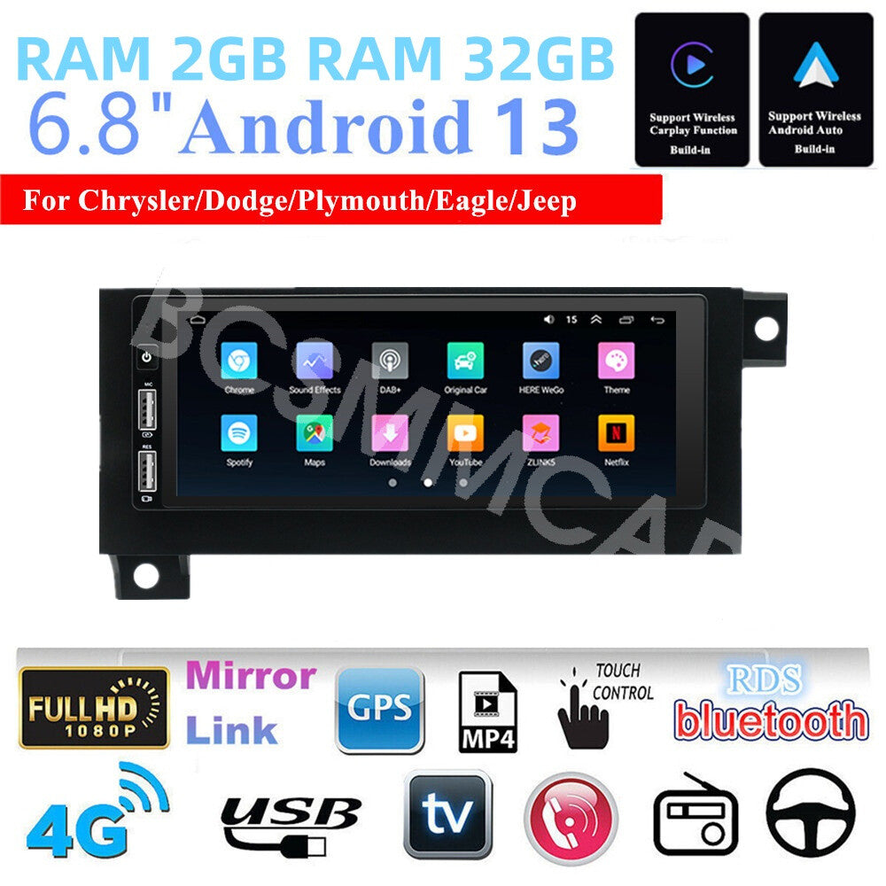 Fit For 1997-2002 for Dodge for Ram 2500 3500 Car Stereo 6.8in FM Radio MP5 Player AUX
