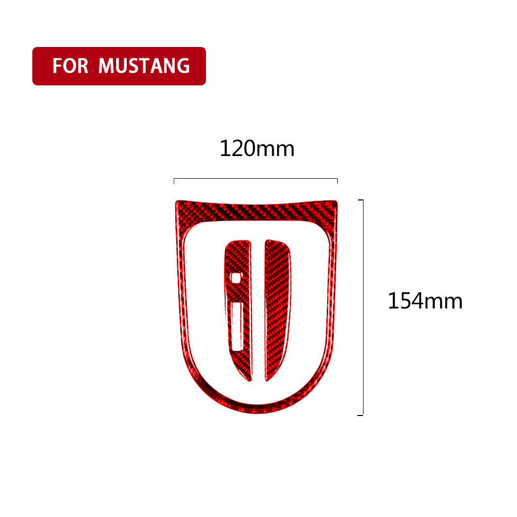 3¡ÁRed Carbon Fiber Central Control Gear Shift Panel Cover for Ford for Mustang 2015+
