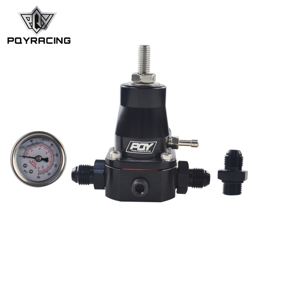 Aluminum Adjustable FPR AN6 Fuel Pressure Regulator with Gauge BLACK 14-36PSI