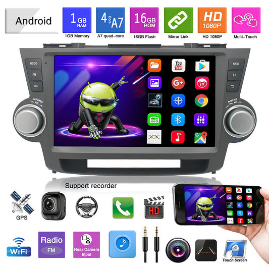 Car Stereo GPS Radio Navi Wifi CarPlay Android 12 for Toyota Highlander 2009-14