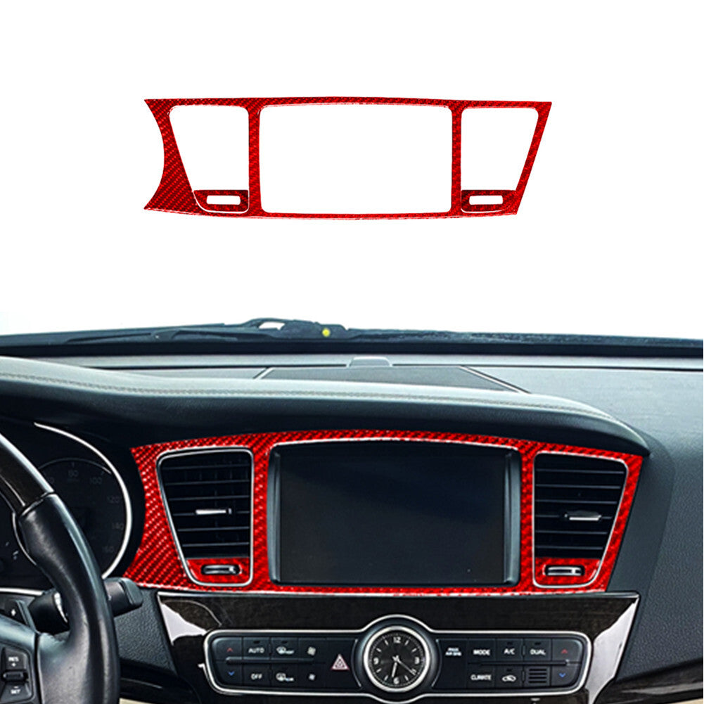 3X Red Carbon Fiber Center Multimedia Panel Cover Trim for KIA Cadenza 2014-2016