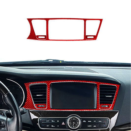 3X Red Carbon Fiber Center Multimedia Panel Cover Trim for KIA Cadenza 2014-2016