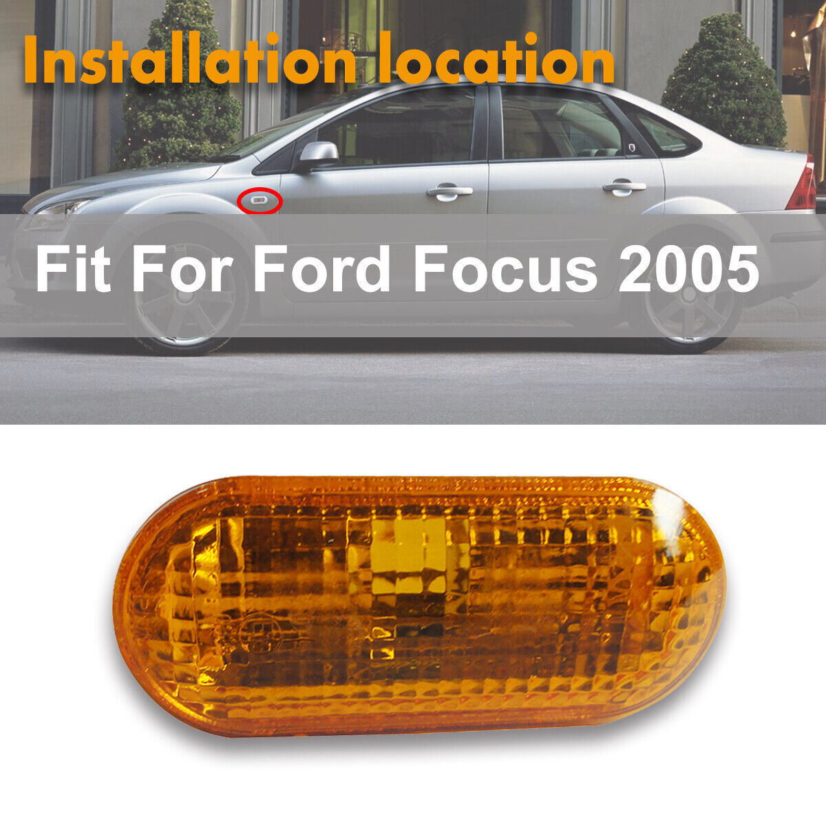 1Pcs Yellow Fender Side Marker light Turn Signal Lamp for Ford Focus 2005-2008