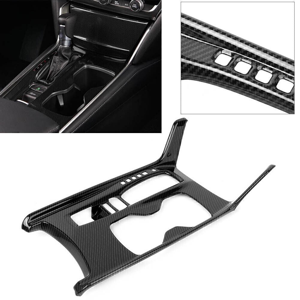Carbon Fiber Gear Shift Box Water Cup Holder Cover Trim Fit for Honda Accord 2018