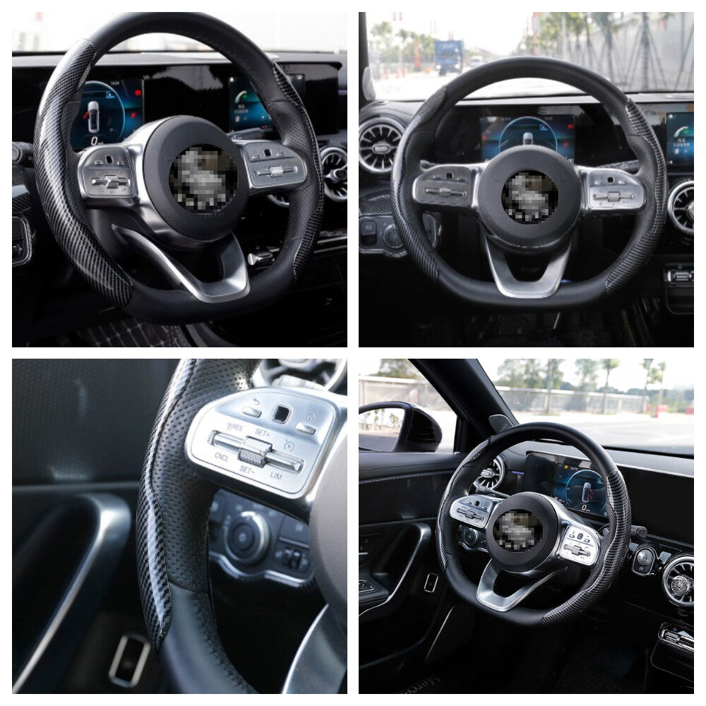 2-piece Steering Wheel Supercharger Cover Anti-slip Accessory - Carbon Fiber - General Motors