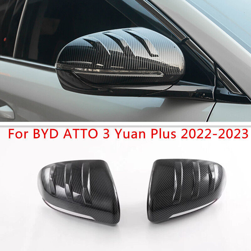 Carbon Fiber Style ABS Rearview Mirror Cover for BYD ATTO 3 Yuan Plus 2022-2023