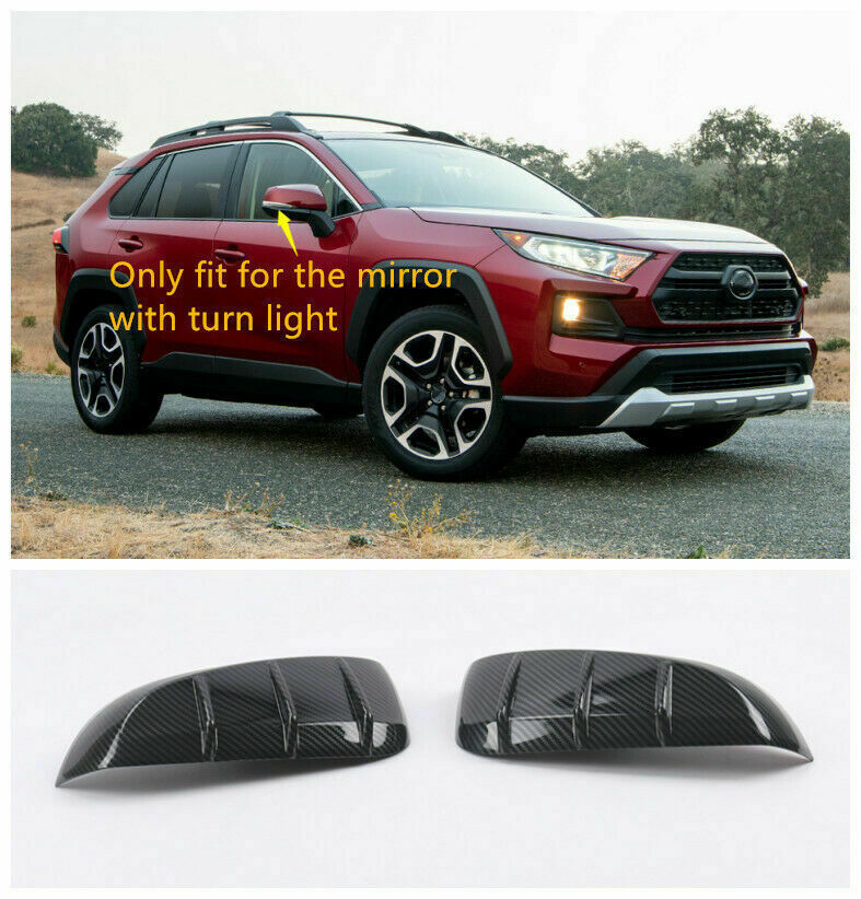 for Toyota RAV4 2019-2023 Carbon Fiber ABS Look Door Rearview Mirror Cover Trims