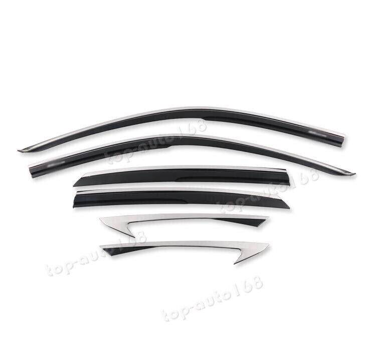 for Honda for Civic 22-24 Black/Chrome Window Visors Sun Rain Guard Vent Deflectors