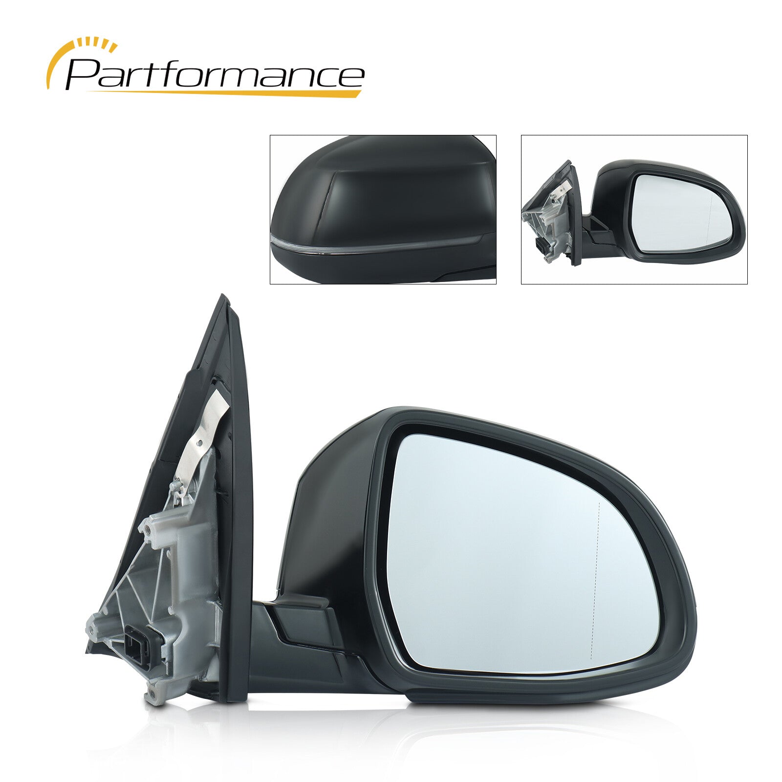 Passenger side mirror, black, for BMW X3 2018 - 2023, power/turn signal 5-pin
