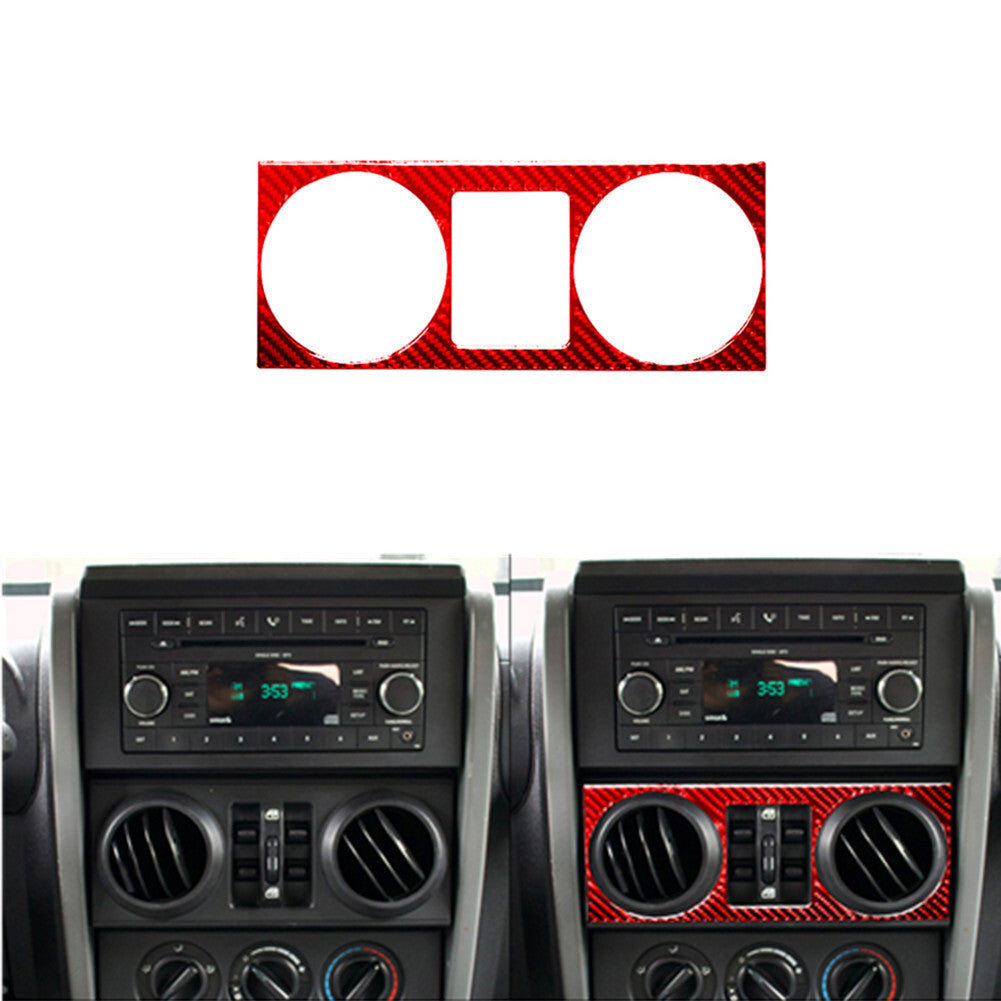 Red Carbon Fiber Center Air Vent Frame Trim for Jeep for Wrangler 2007-2010 Type A
