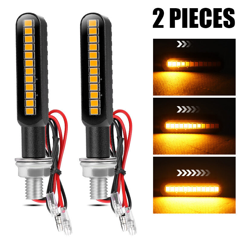 2PCS Flowing Motorcycle LED Amber Turn Bike Signal Indicators Blinker Lights