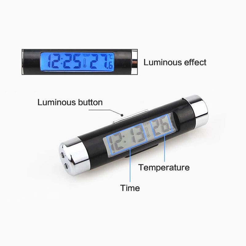 Car Electronic Clock Thermometer Digital Clock LCD Luminous Watch Blue Backlight