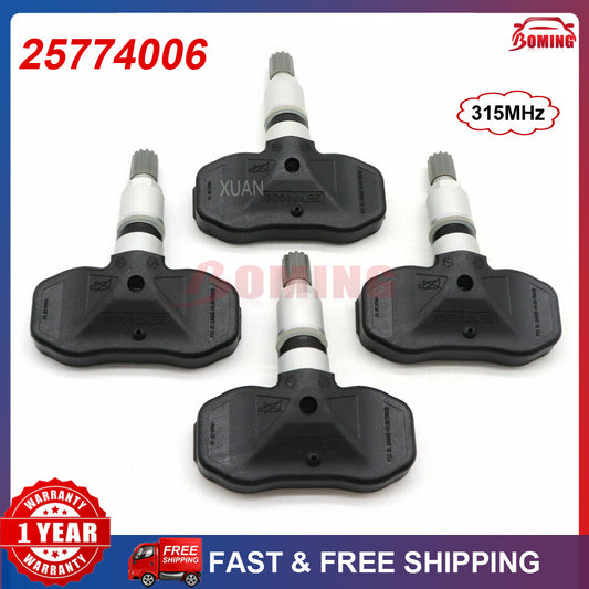 Four new TPMS tire pressure sensors for GMI for Chevrolet Trailblazer 315MHz 25774006