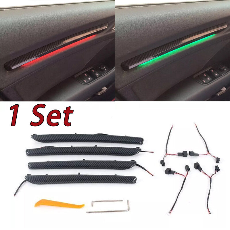 Carbon fiber trim for door LED light covers on for Audi A3 S3 8V 2014-2019 models