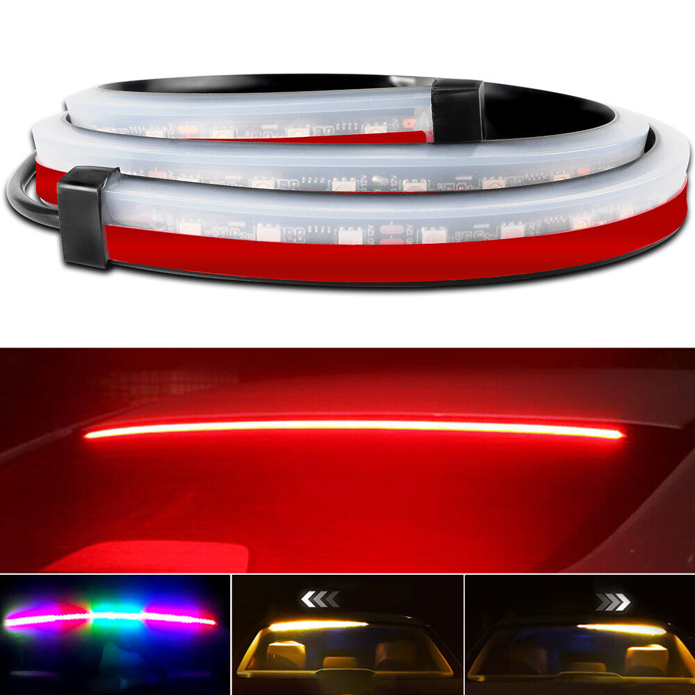 LED 3rd Third Brake Light Strip Bar Rear Windshield Tail Turn Signal Sequential