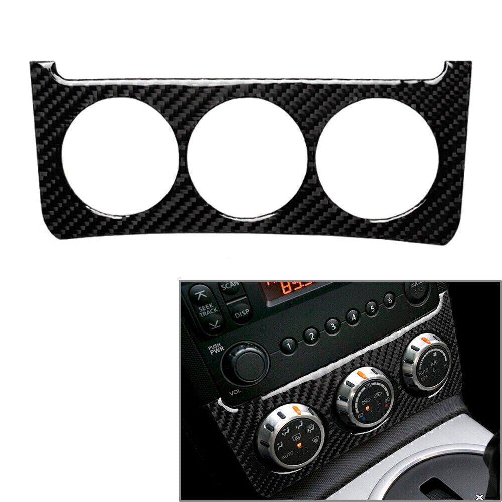 Carbon Fiber Central Console Dashboard Knob Cover Trim for Nissan 350z 2003-2009