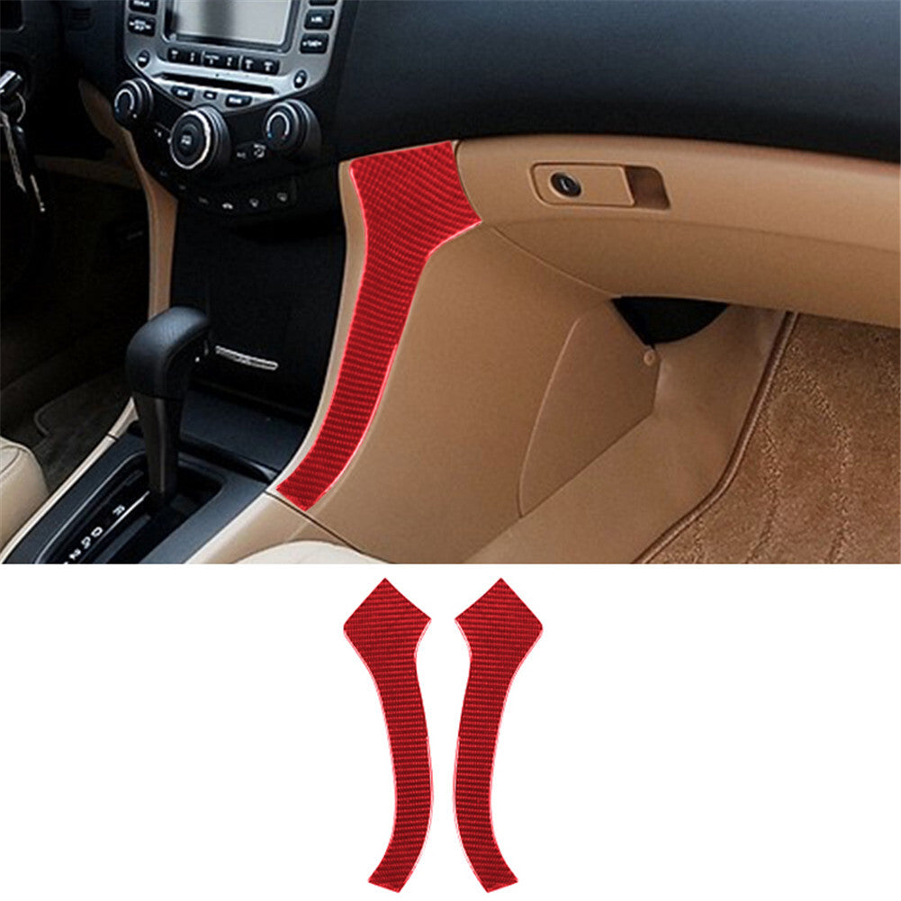 Red Carbon Fiber Storage Box Side Trim Cover for Honda Accord Sedan 2003-2007