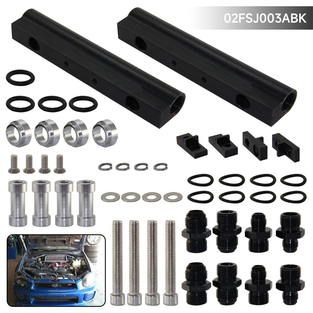 Oil Fuel Injector Rail w/ Fitting Kit for Subaru Impreza WRX STI EJ20 EJ25 Black