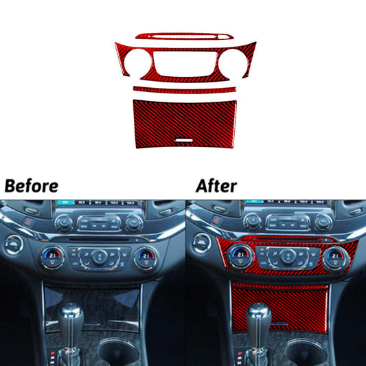 4X Red Central Console Panel Trim Cover Carbon Fiber for Chevy Impala 2014-2020