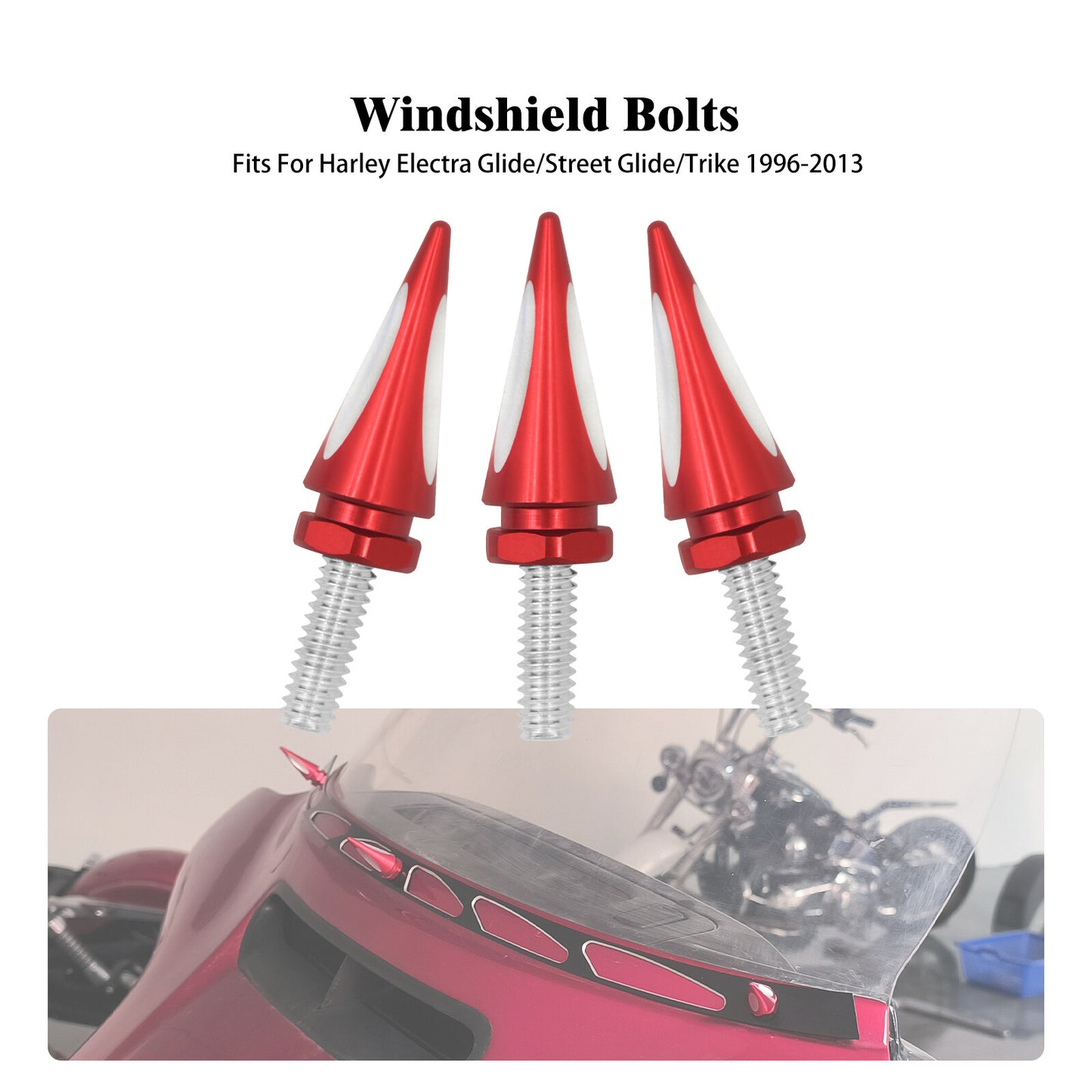 Red Spike Wind Screen Windshield Bolts for Harley Street Electra Glide 1996-2013