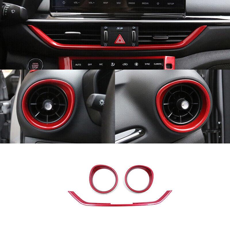 18pcs Red Center Dash Full Set Interior Decor Cover Kit for Kia Forte 2019-2021