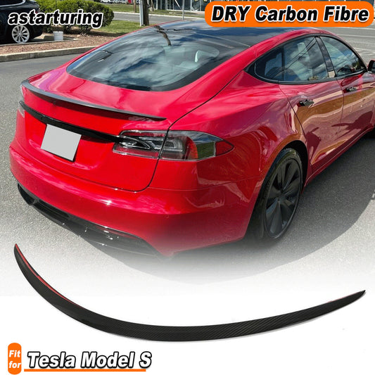Fit for TESLA for MODEL S 2020-2023 DRY CARBON Rear Trunk Spoiler High Kick Wing Lip