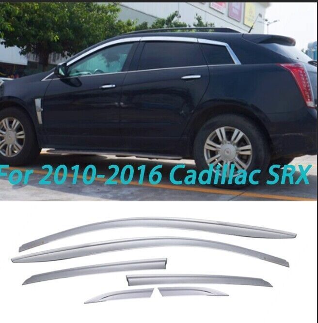 6X Chrome Window Visor Vent Shade Rain Guard Deflector For 10-2016 for Cadillac SRX