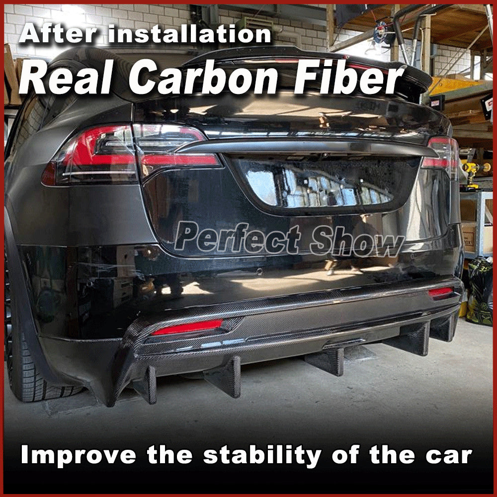 Fit for Tesla Model X Sport 5YJX 2016-2021 REAL Carbon Rear Bumper Diffuser Lip