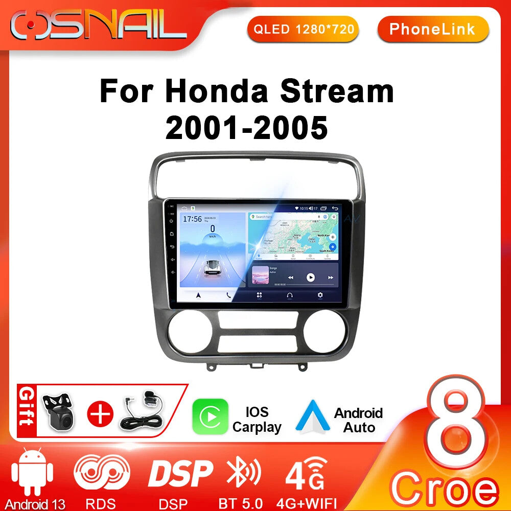 for Honda Stream 1 2000-2005 Android Auto Car Stereo Radio CarPlay GPS Player