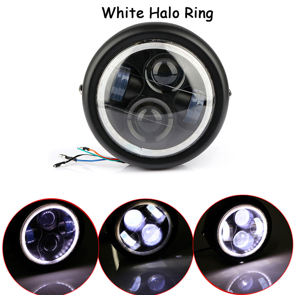 Universal Motorcycle 6.5-inch LED Headlight with Mount for Harley Cafe Racer Bobber