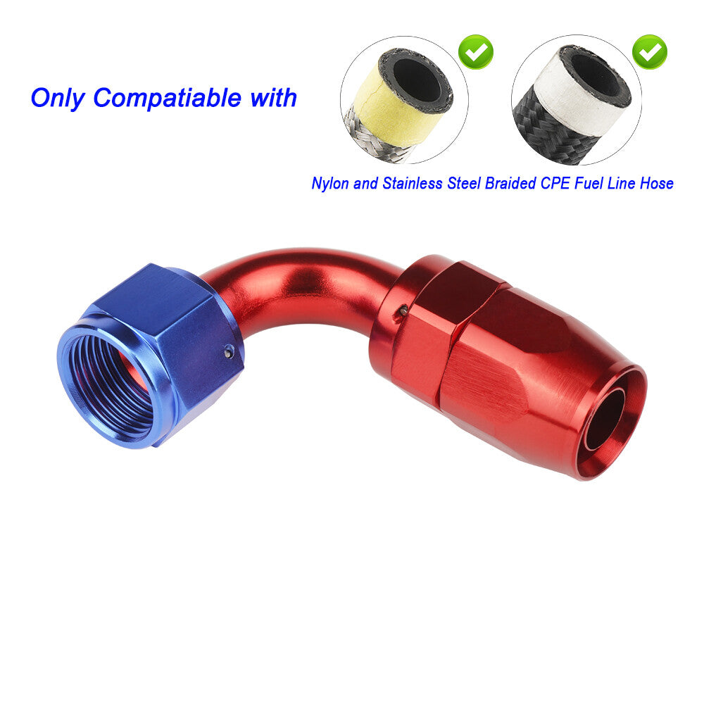 10AN 90-degree rotating hose end connector (2 pieces) braided fuel line end adapter