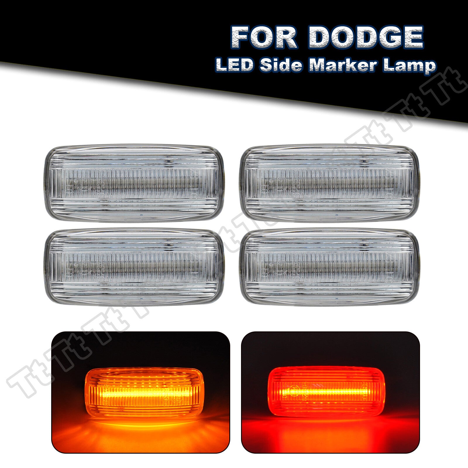 4-pack Amber/Red LED Mudguard Side Marker Lights for 10-18 for Dodge for Ram 2500 3500 Dual