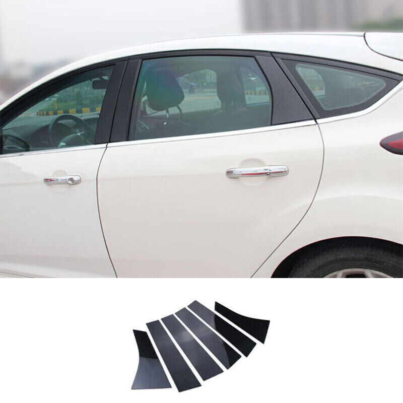 6X Carbon Fiber Pillar Posts Door Window Molding Strip Trim for Ford Focus 12-18