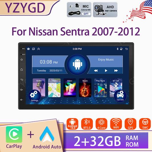 7Car Radio Android 14 Carplay for Nissan Sentra 2007-2012 Stereo GPS Screen