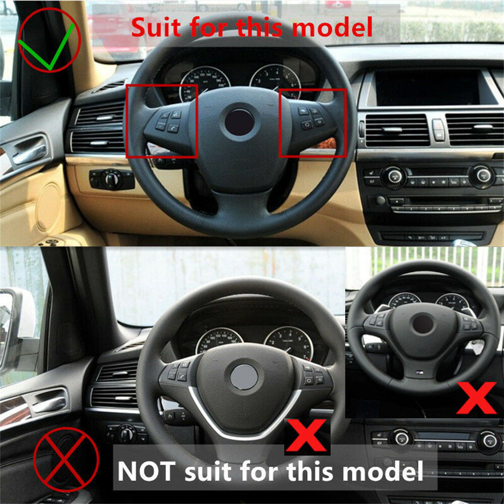 Gloss Black ABS Inner Steering Wheel Button Trim for BMW X5 E70 X6 E71 2008-2013