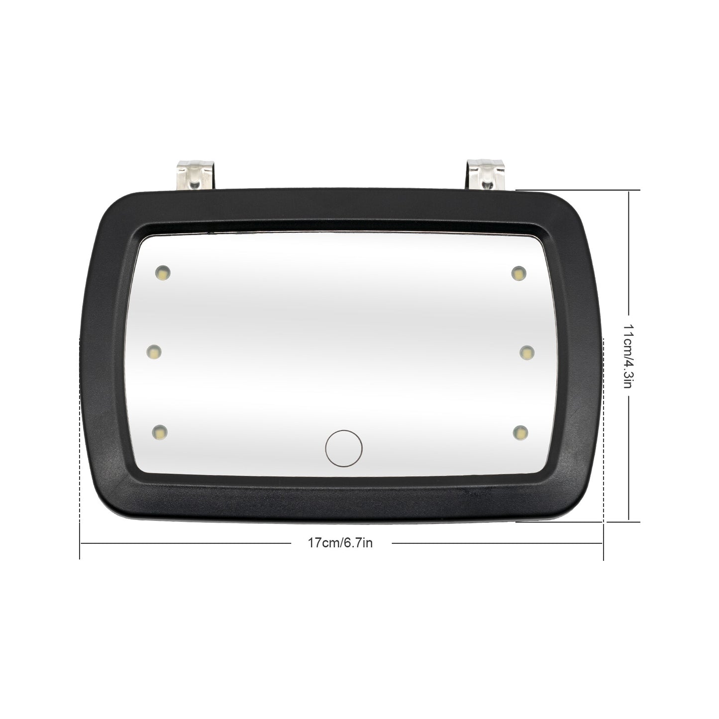 Universal 6 LED Car Sunscreen Makeup Mirror Vanity Clip Cosmetic Mirror