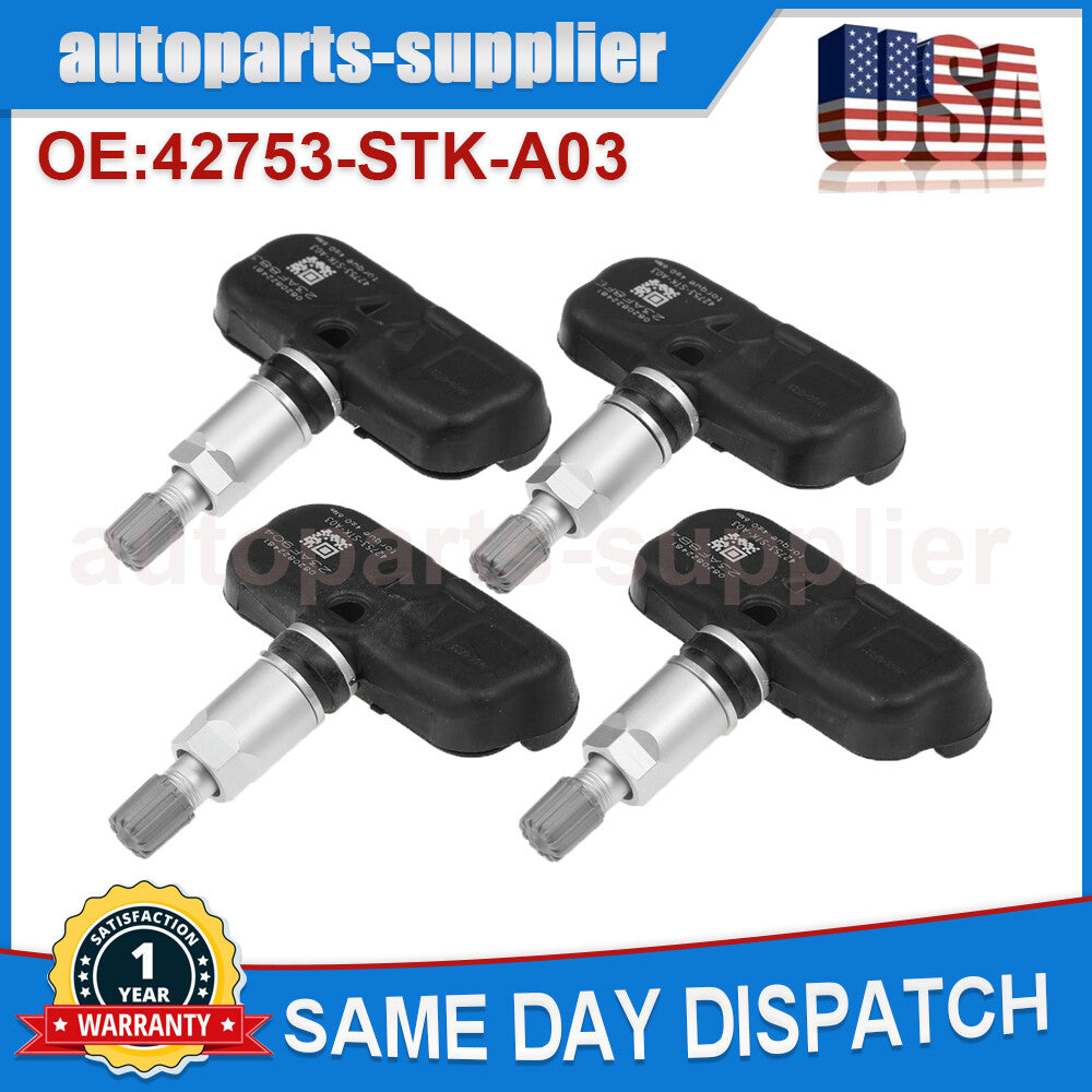 4-piece TPMS tire pressure sensor kit 42753-STK-A04 for Honda Pilot, for Acura for RDX , TSX
