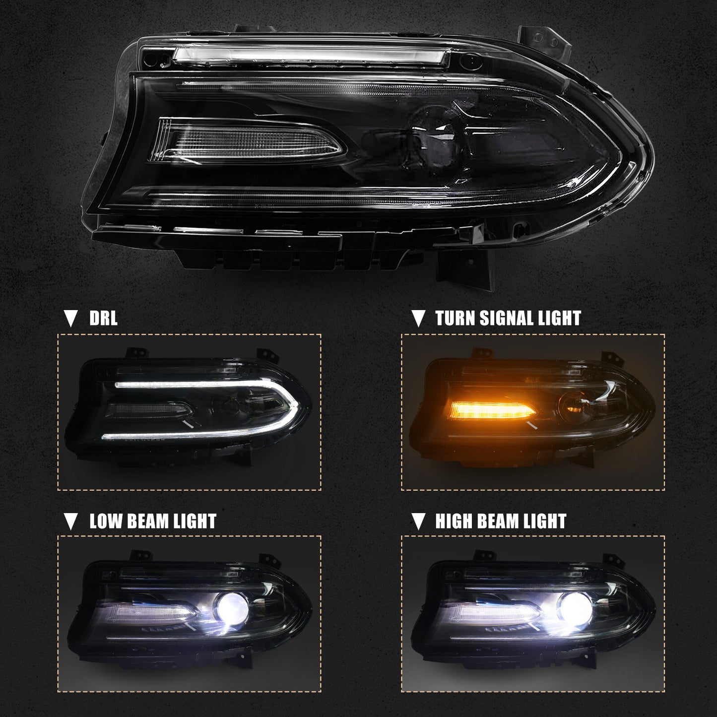 Compatible with 2015-2023 for Dodge Charger HID Xenon Projector Headlight Assembly Driver Left