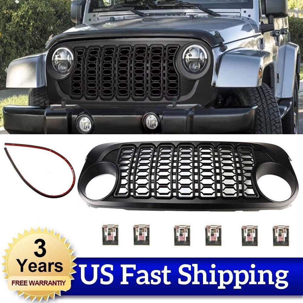 1PC Front Grill Bumper Mesh Grille for Jeep for Wrangler JK 07-17 Upgrade to 2024 JL