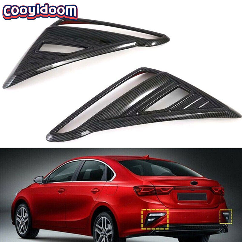 Fog light cover trim pair for Kia K3 Forte Cerato 2019 - 2022, made of ABS plastic carbon fiber.