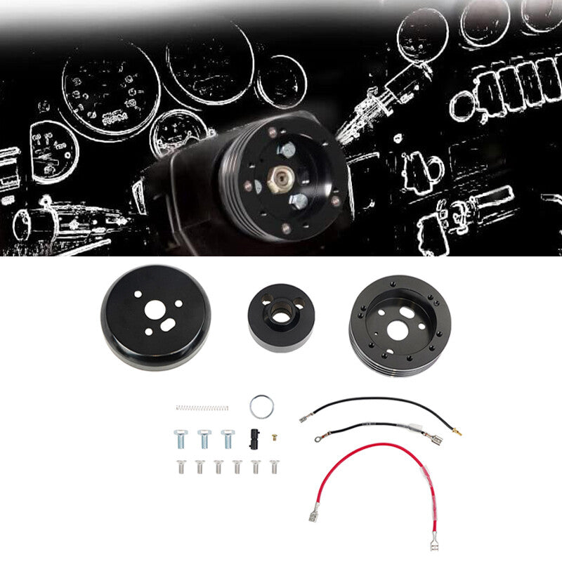 5 6 Hole Steering Wheel Polished Hub Adapter Flaming River Ididit GM for Chevy Blk