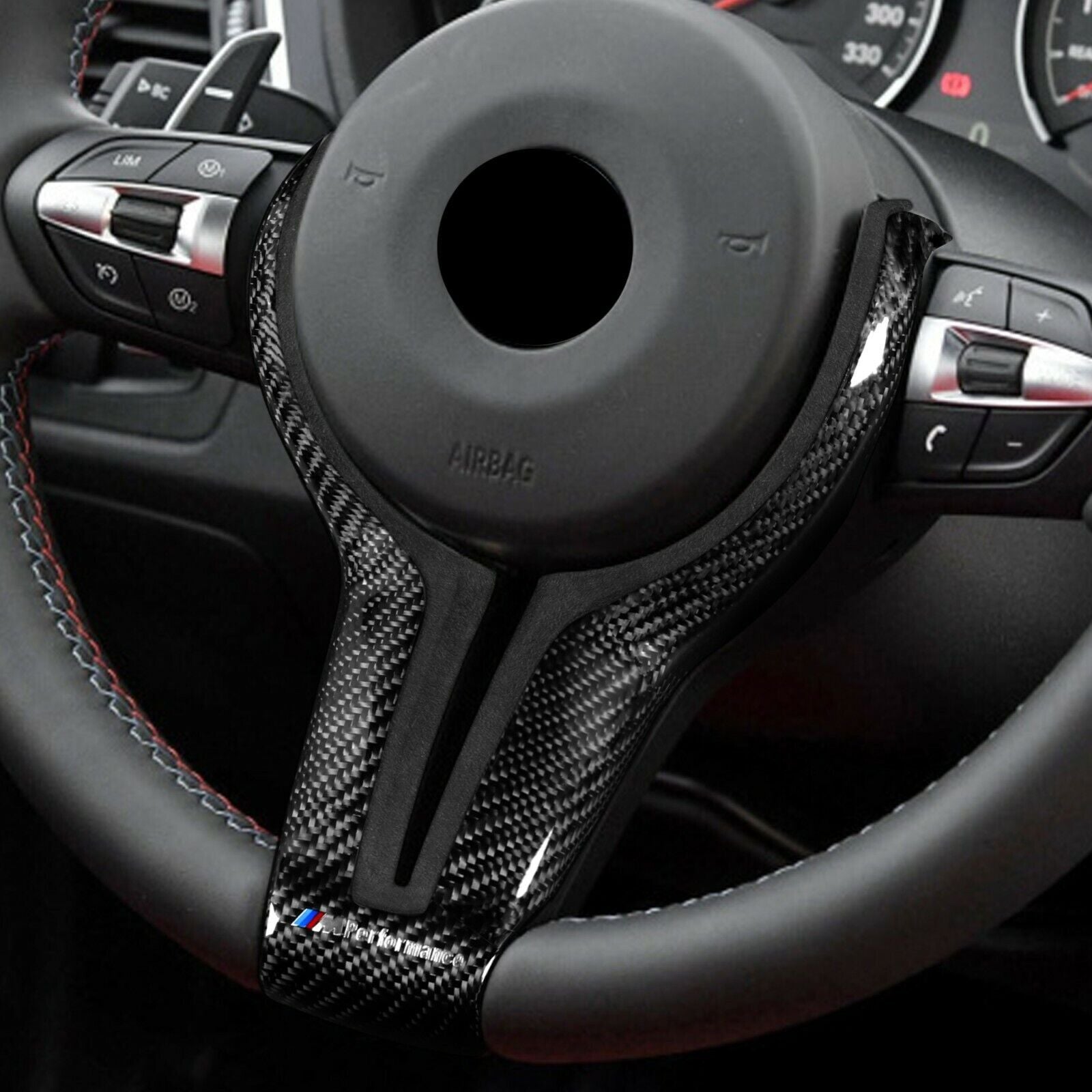 Carbon Fiber Steering Wheel Trim Replace Fit for BMW F80 M3 14-18 F10 M5 11-16