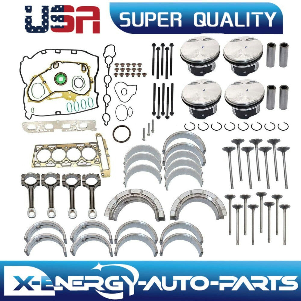 for Buick for Chevrolet for GMC 2.4L Engine Rebuild Overhaul Pistons Valves Seals Kit