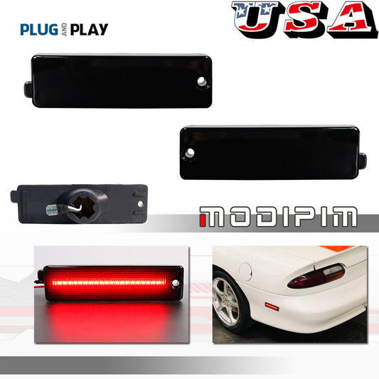 2-Pack Smoke Lens Red LED Side Marker Lights for 1993-2002 for Chevrolet Camaro Rear Bumper