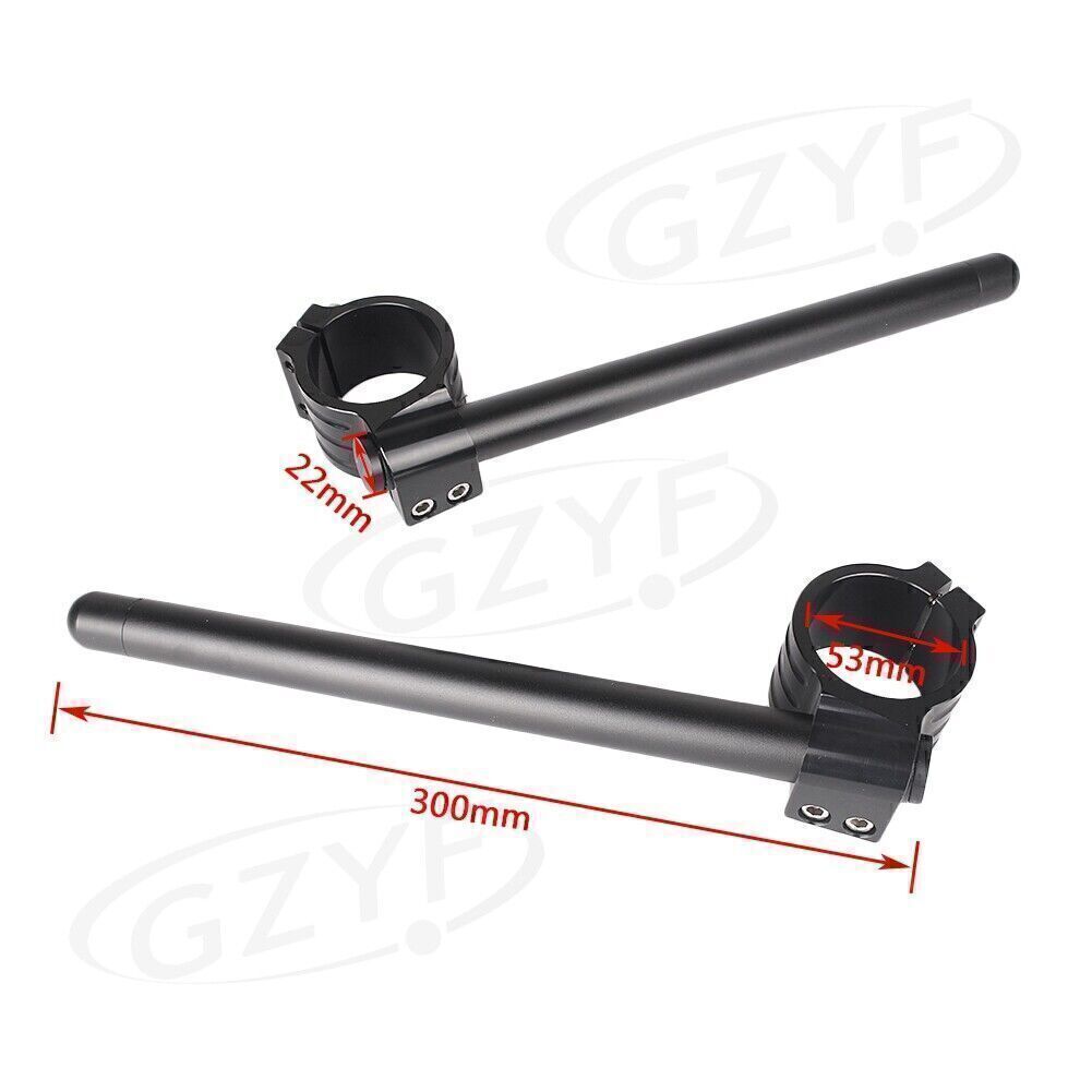 Fit Cafe Racer Universal Black Clip-On Motorcycle 7/8 Handlebars 53mm Fork Tube
