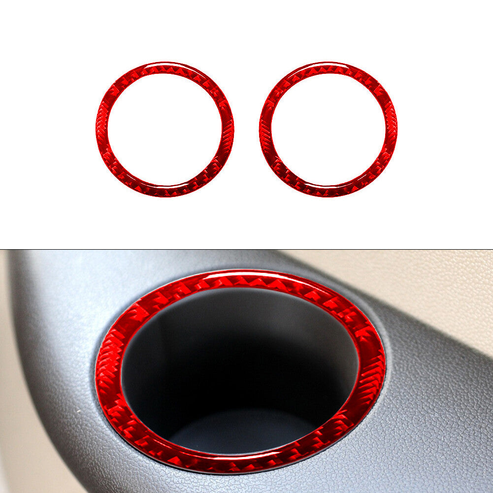 2X Red Carbon Fiber Cup Holder Trim for Mercedes R-Class 2009-2012